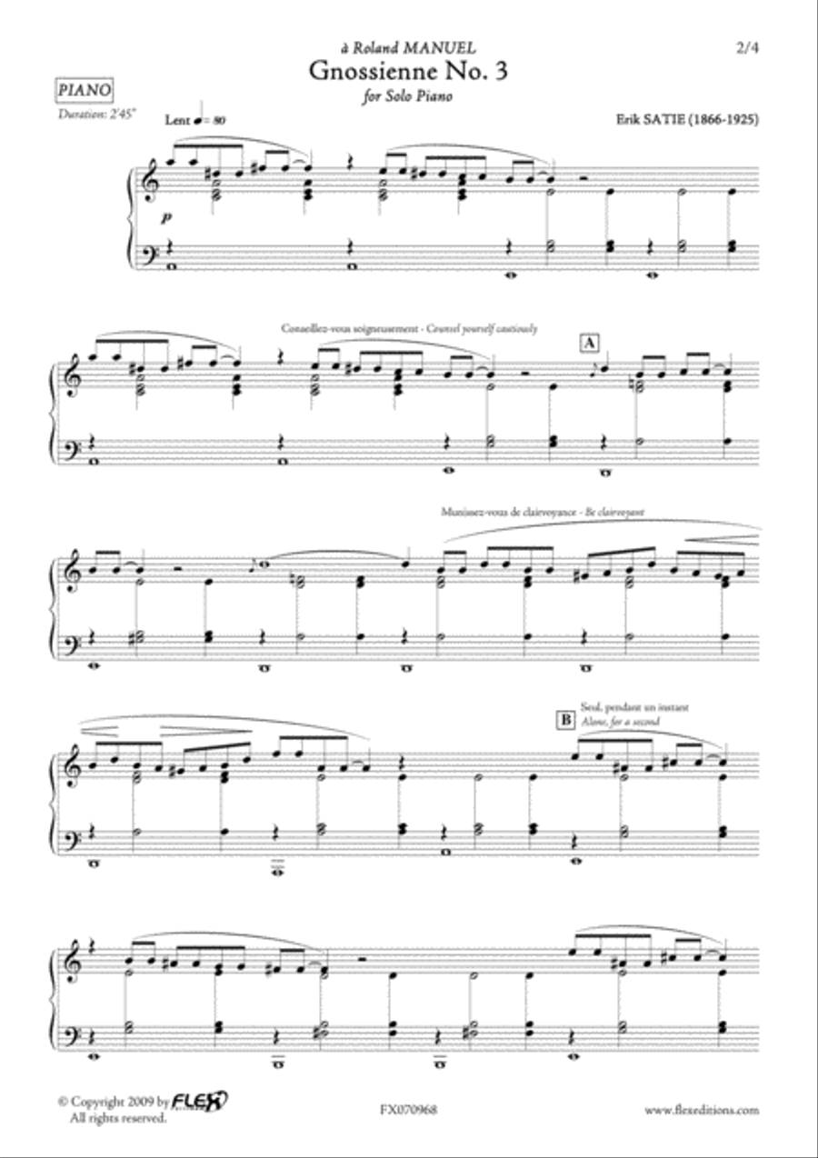 Gnossienne No. 3 Gnossienne No. 3 Piano Solo scores gallery preview page 2
