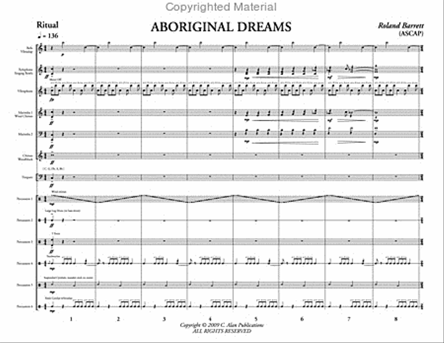 Aboriginal Dreams Percussion Ensemble scores gallery preview page 2