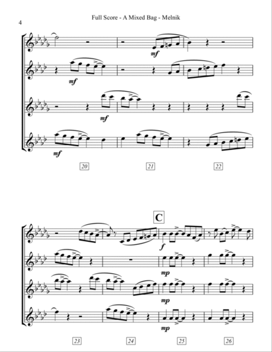 A Mixed Bag Saxophone Quartet scores gallery preview page 4