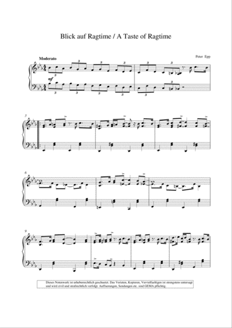 A Taste of Ragtime, (Piano Collection fuer Entertainer) Piano Solo scores gallery preview page 1