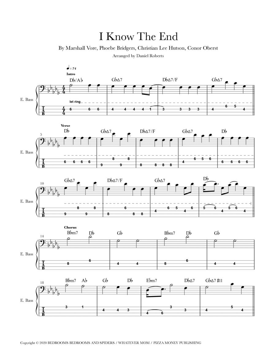 I Know The End Bass Guitar scores gallery preview page 1