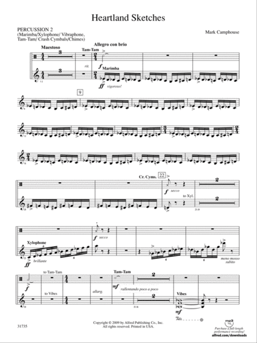 Heartland Sketches: 2nd Percussion Concert Band scores gallery preview page 1