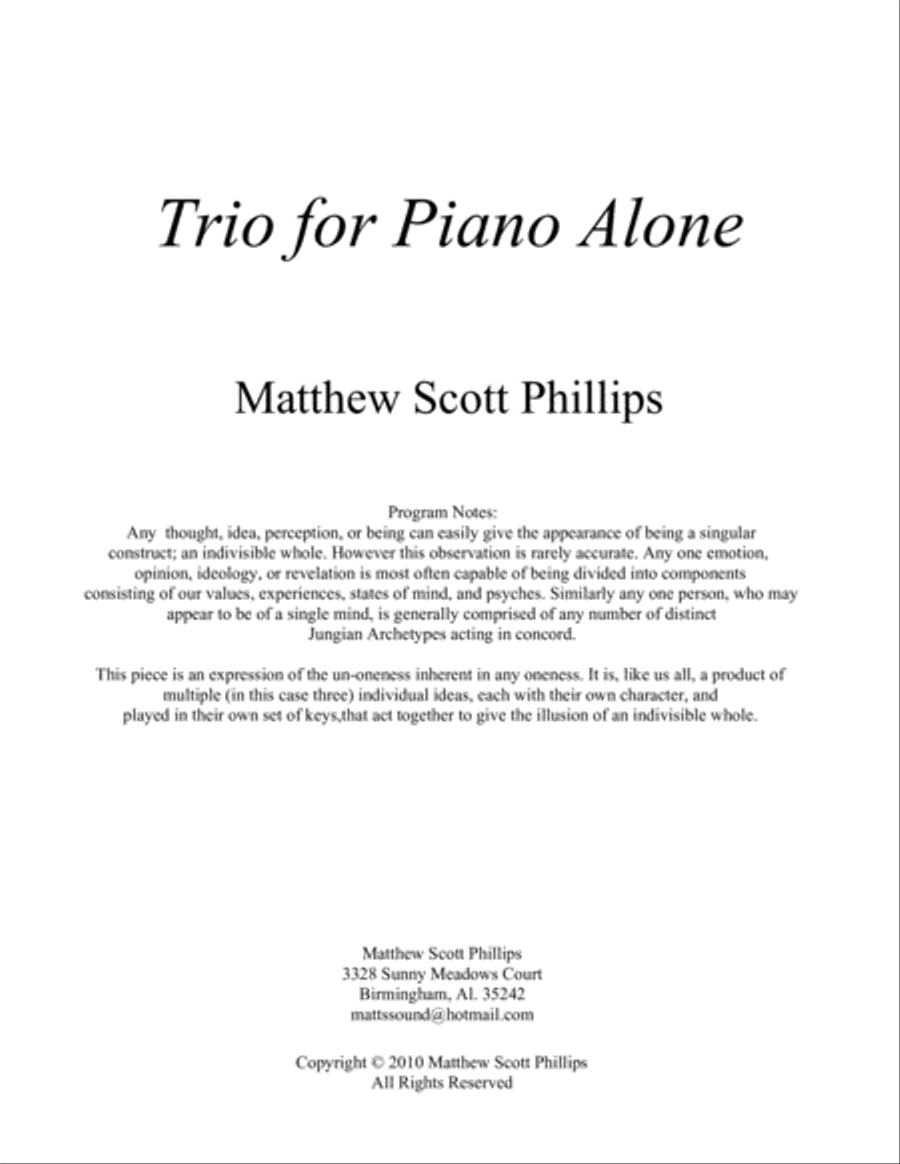 Trio for Piano Alone Piano Solo scores gallery preview page 2