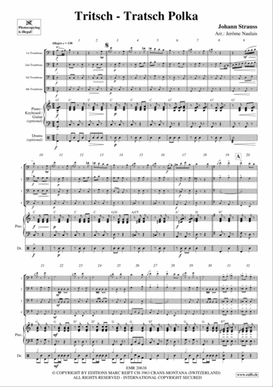 Tritsch-Tratsch Polka Trombone Quartet scores gallery preview page 3