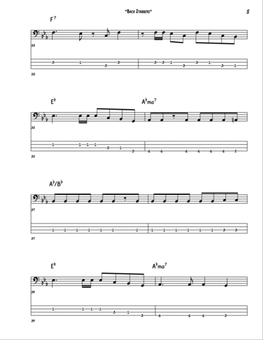 Back Stabbers Back Stabbers Bass Guitar scores gallery preview page 5