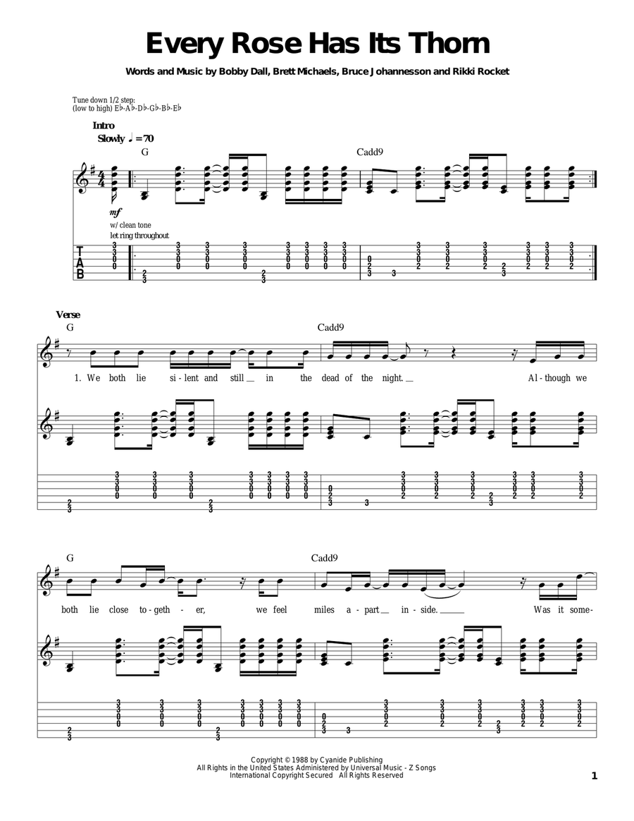 Every Rose Has Its Thorn Acoustic Guitar scores gallery preview page 1