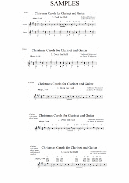 Christmas Carols for clarinet and guitar No 3 Deck the Hall image number null
