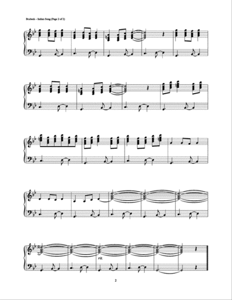 Indian Song Piano Solo scores gallery preview page 2