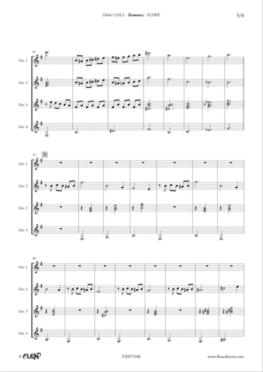 Romance for 4 Guitars Romance for 4 Guitars Guitar Ensemble scores gallery preview page 5