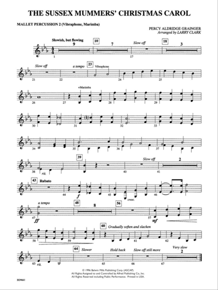 The Sussex Mummers' Christmas Carol: 2nd Mallet Percussion Concert Band scores gallery preview page 1