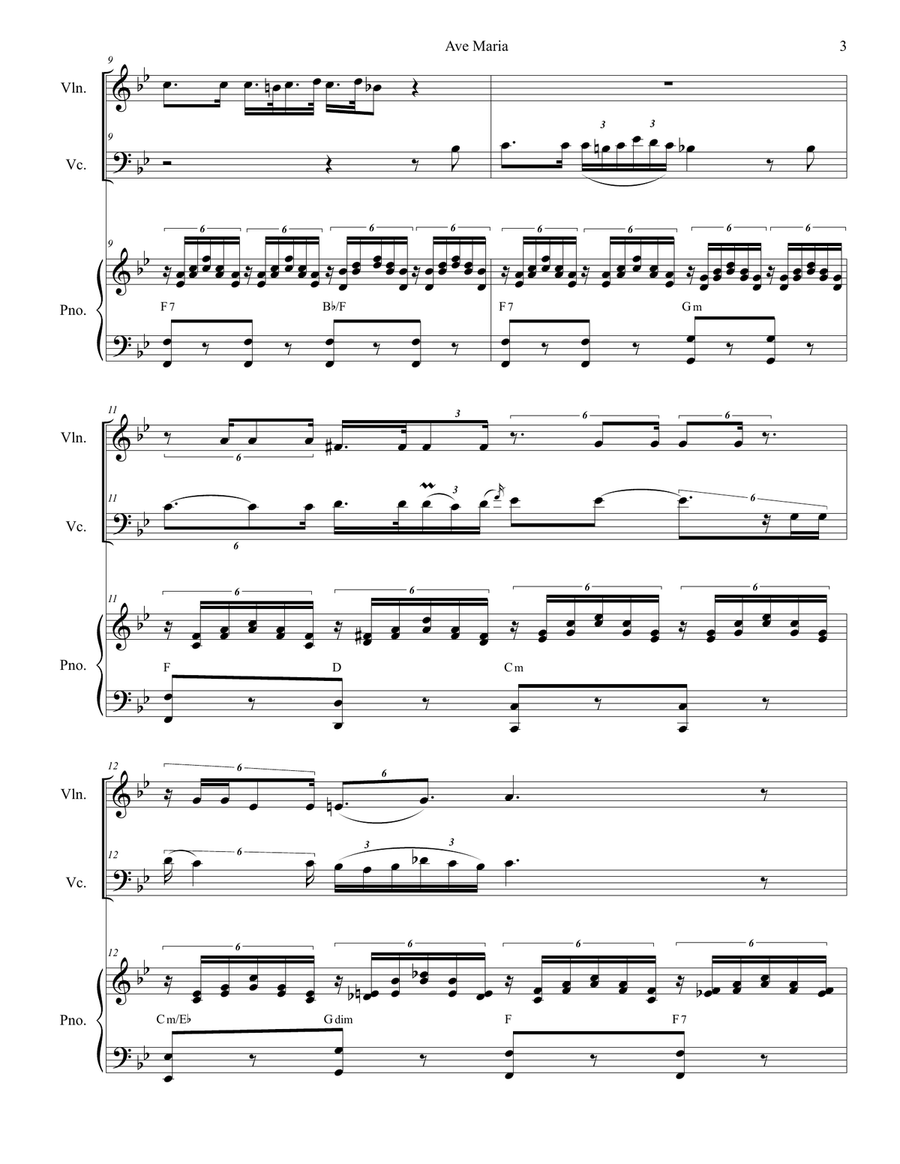 Ave Maria (Duet for Violin and Cello) Piano Trio scores gallery preview page 3