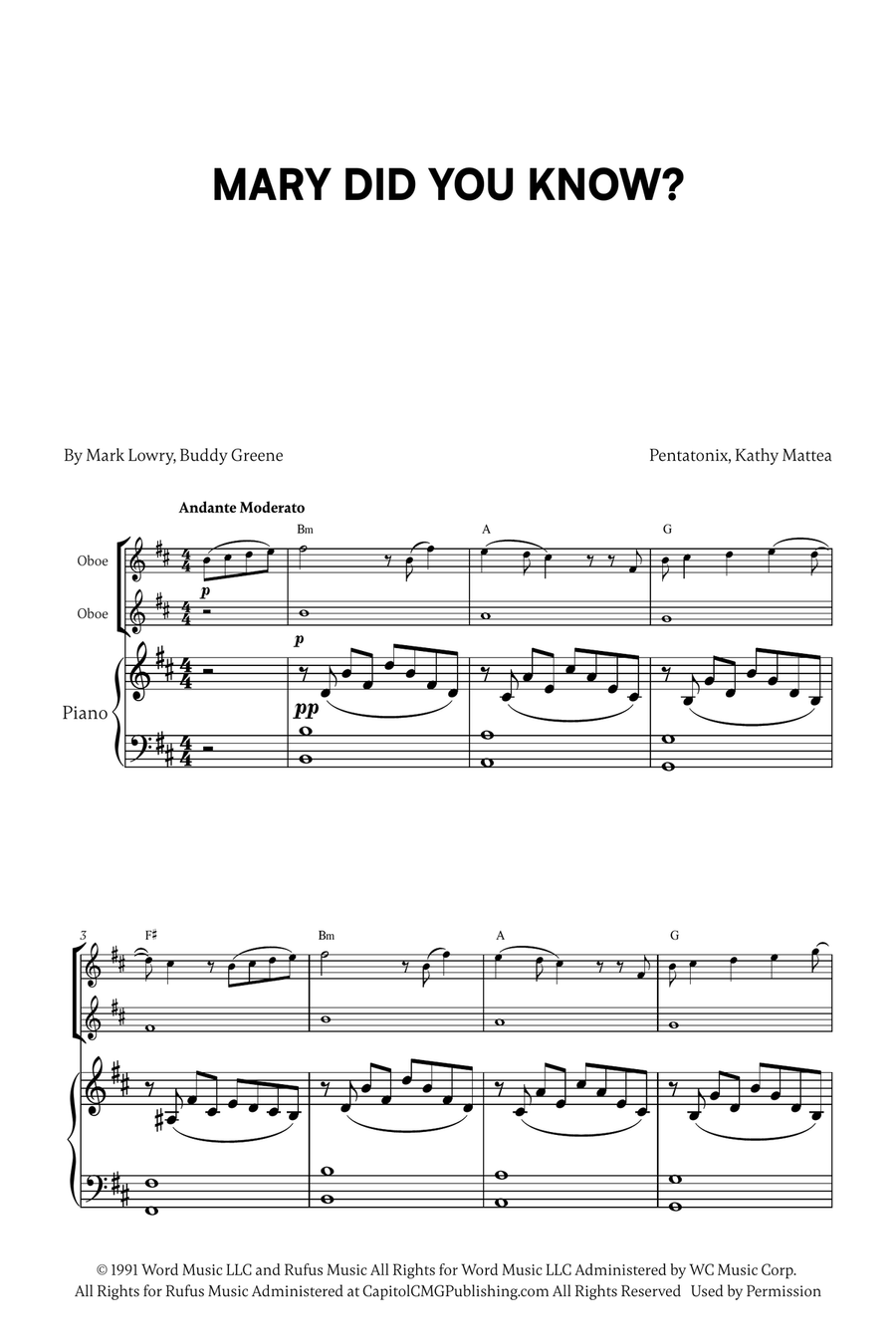 Mary, Did You Know? Woodwind Duet scores gallery preview page 1
