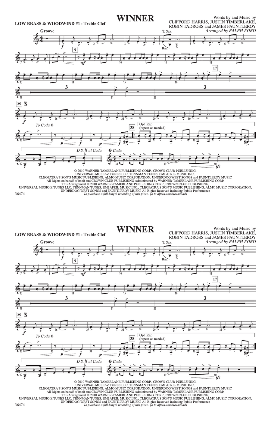 Winner: Low Brass & Woodwinds #1 - Treble Clef