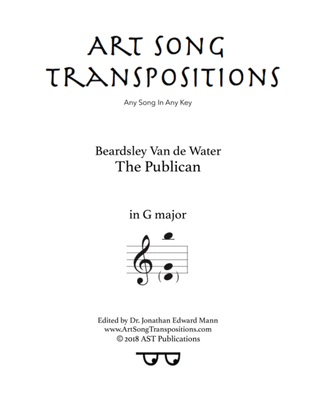 Book cover for VAN DE WATER: The Publican (transposed to G major)