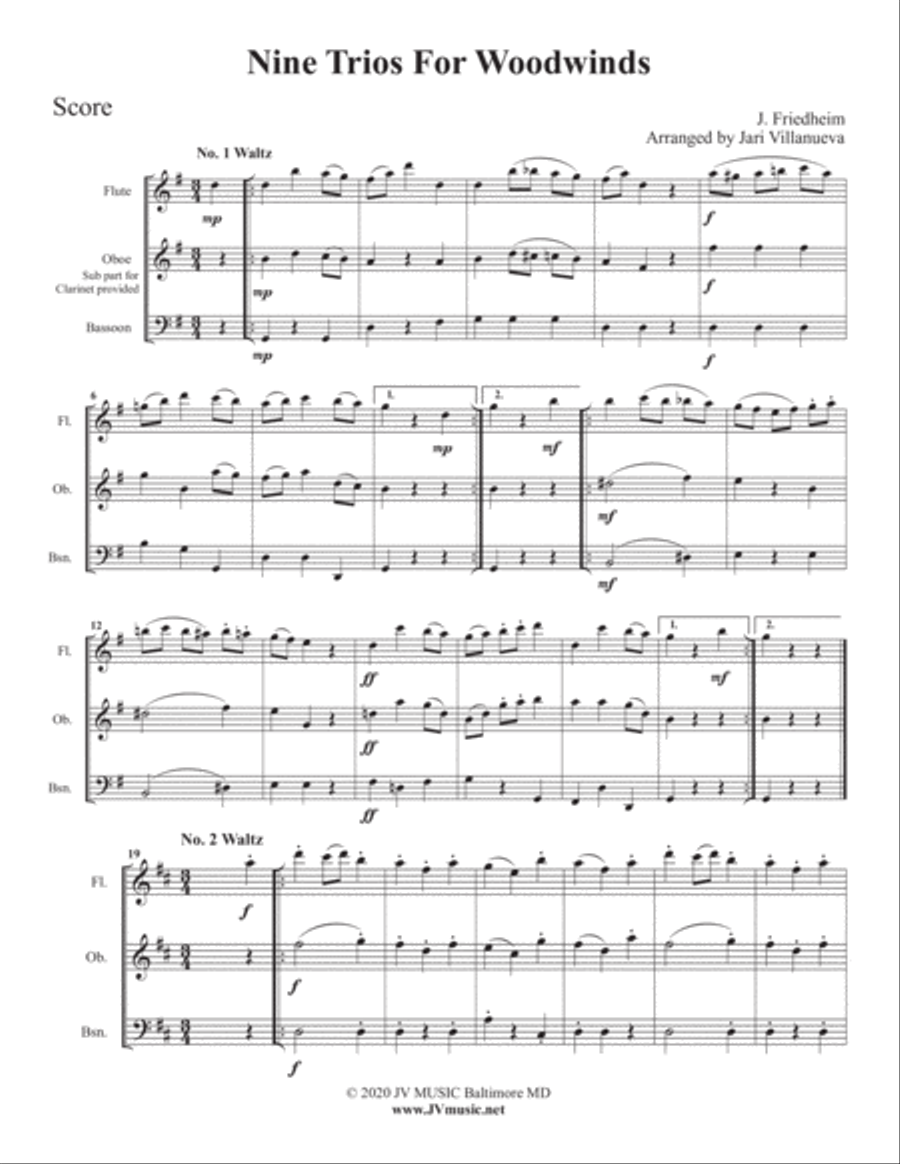 Nine Trios for Woodwinds by J. (John) Friedheim (1836) Woodwind Trio scores gallery preview page 3