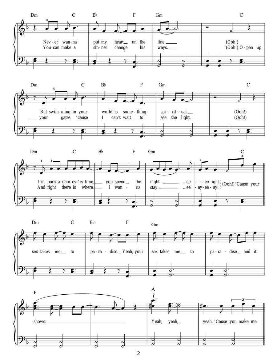 Locked Out Of Heaven Easy Piano scores gallery preview page 2