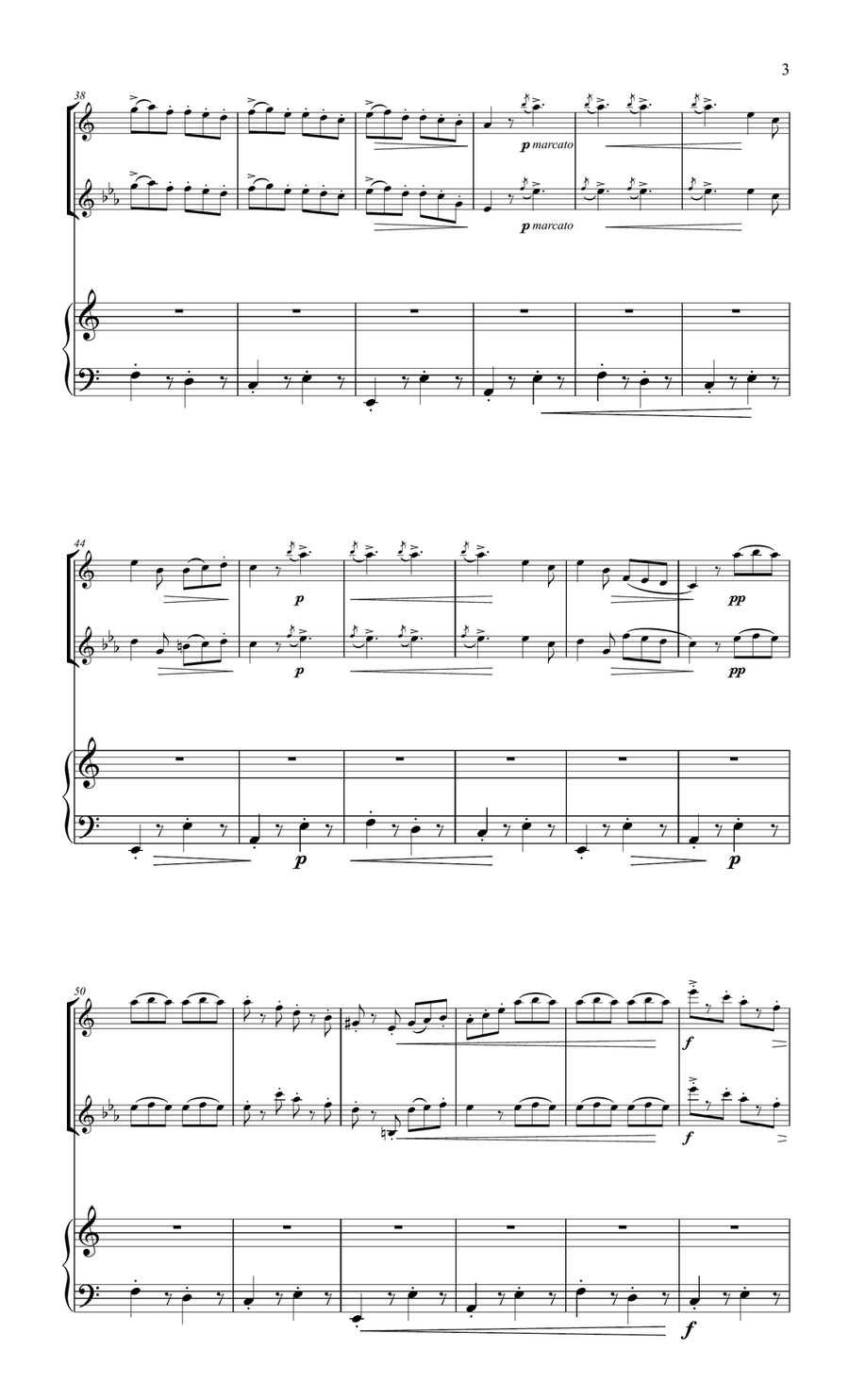 Saint Saens Tarantella for flute, clarinet & piano Small Ensemble scores gallery preview page 4