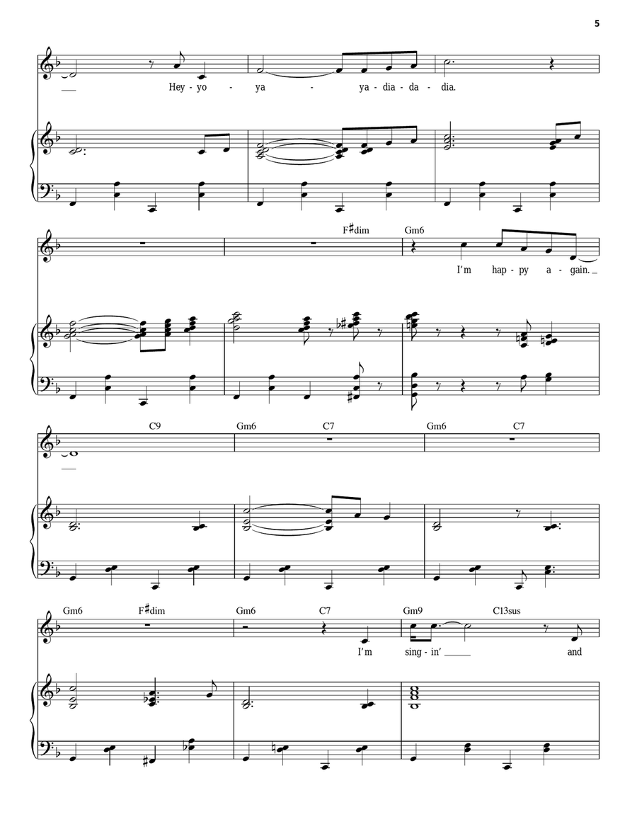Singin' In The Rain Piano, Vocal scores gallery preview page 5