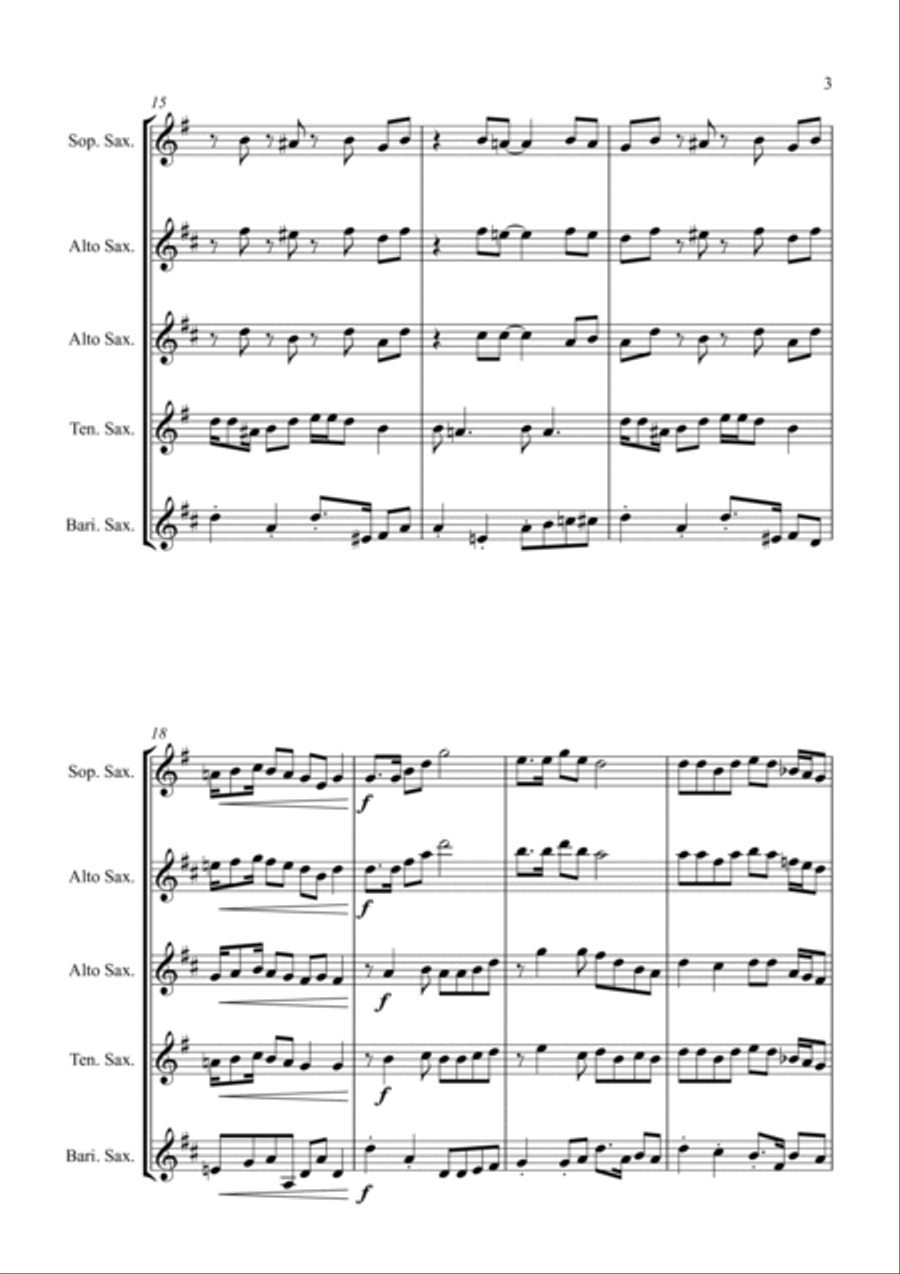 Camptown Races - For Saxophone Quartet Saxophone Quartet scores gallery preview page 3