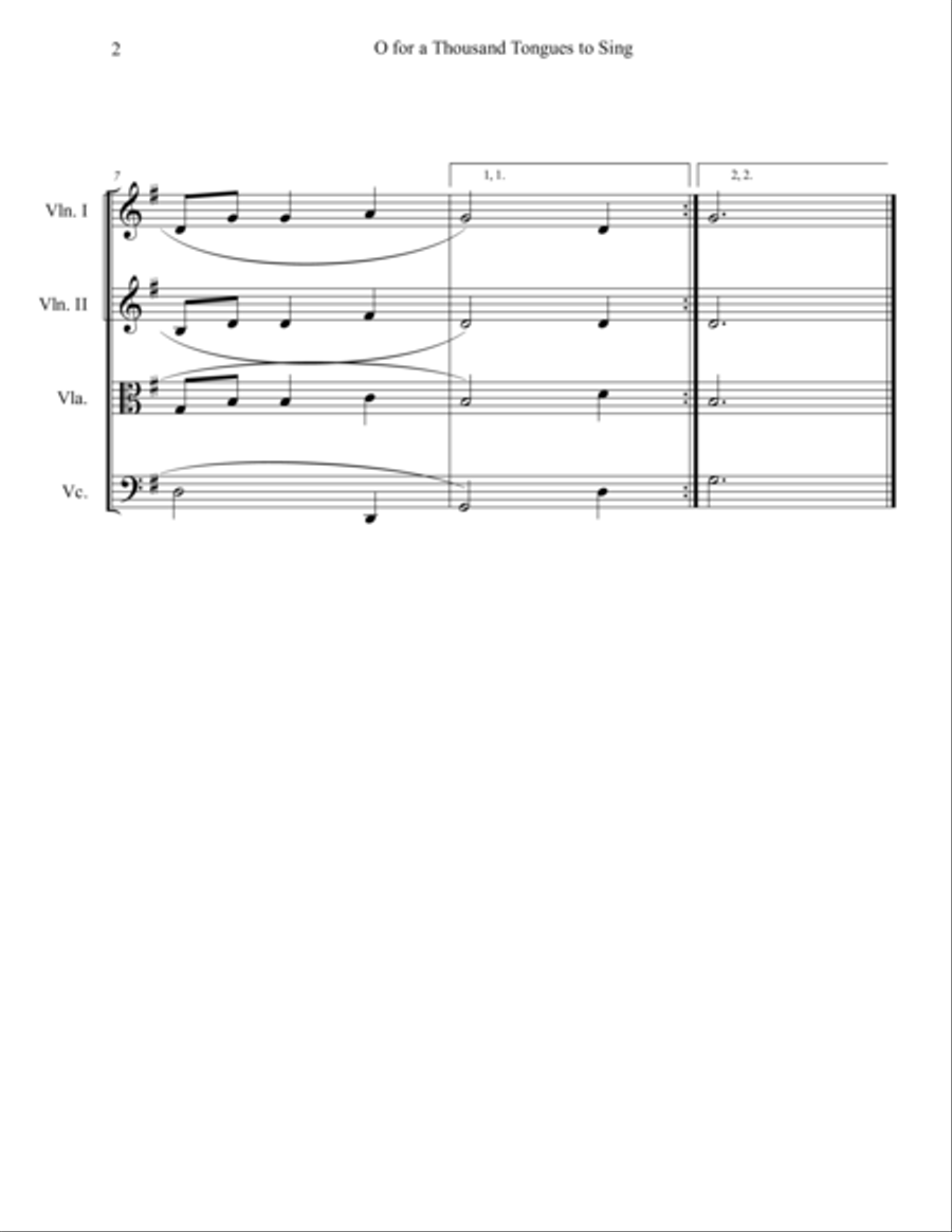 O for a Thousand Tongues to Sing (String Quartet) String Quartet scores gallery preview page 2