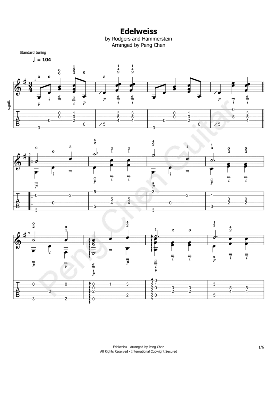 Edelweiss Edelweiss Acoustic Guitar scores gallery preview page 1