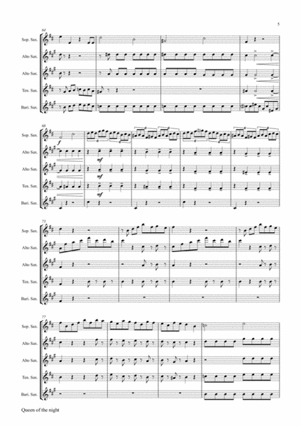 The Magic Flute Queen of the night - KV 620 W.A.Mozart - Saxophone Quintet - A-Minor