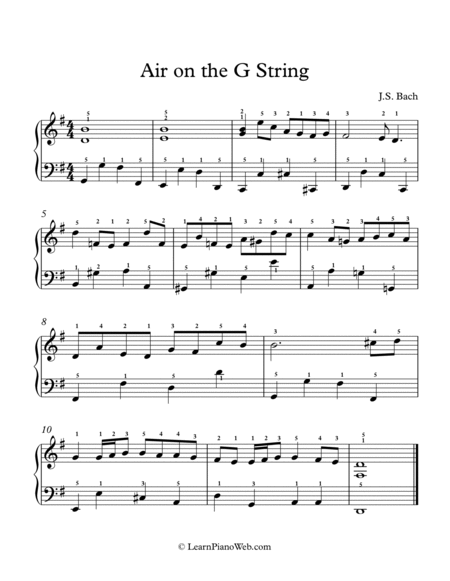 Air on the G String, J.S. Bach - Easy Piano image number null