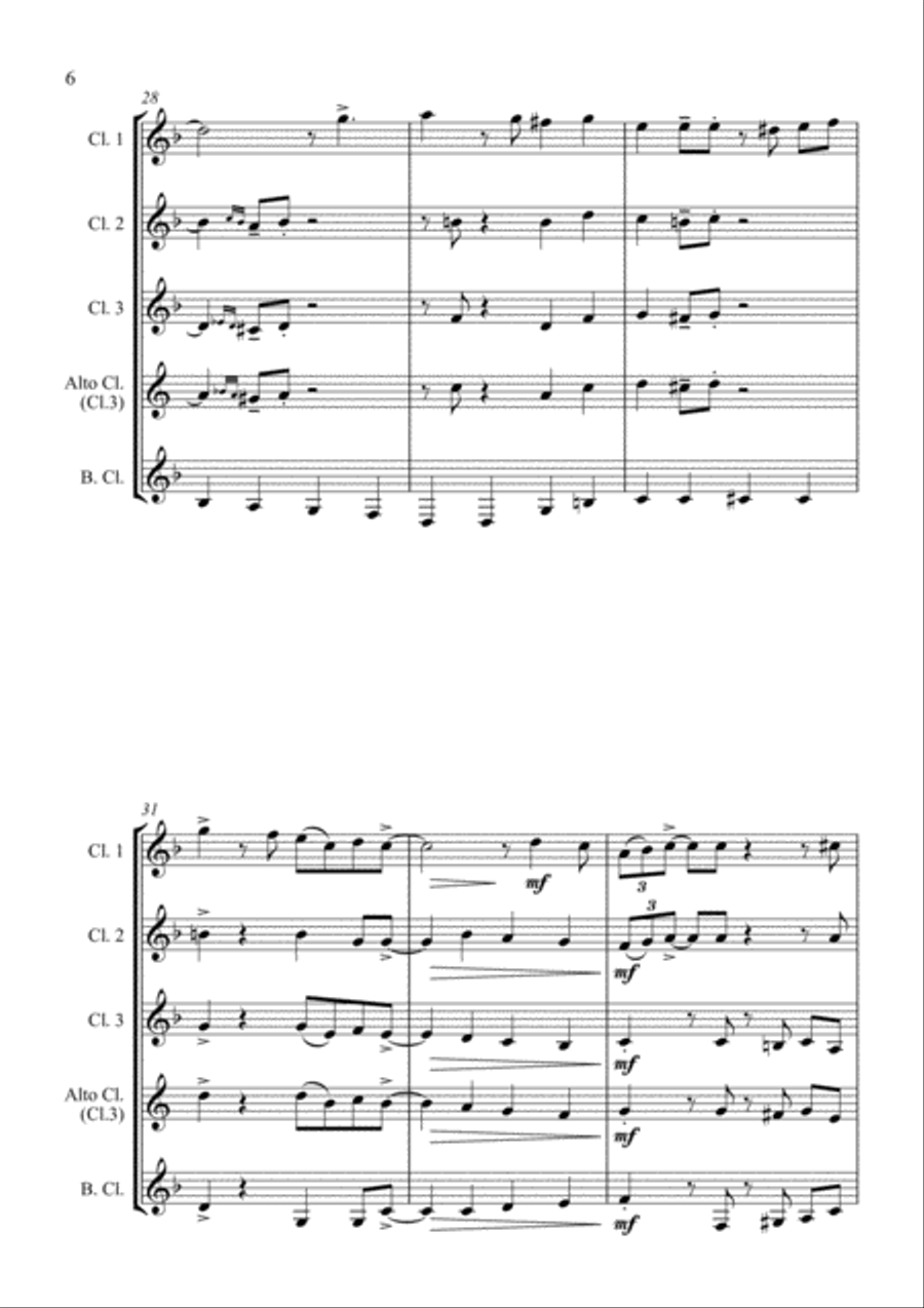 Santa Claus Is Comin' To Town Clarinet Quartet scores gallery preview page 6