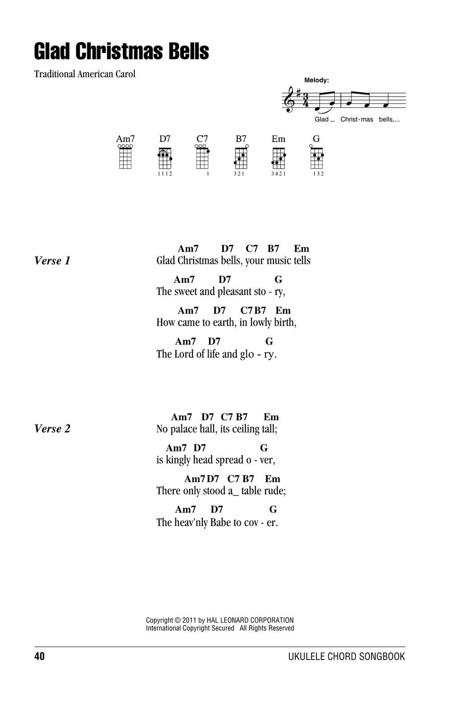 Glad Christmas Bells Ukulele scores gallery preview page 1