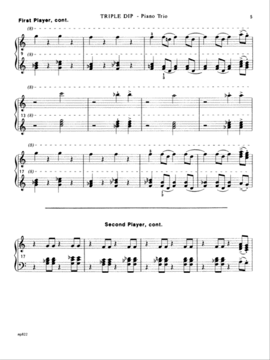 Triple Dip - Piano Trio (1 Piano, 6 Hands) Piano Solo scores gallery preview page 4