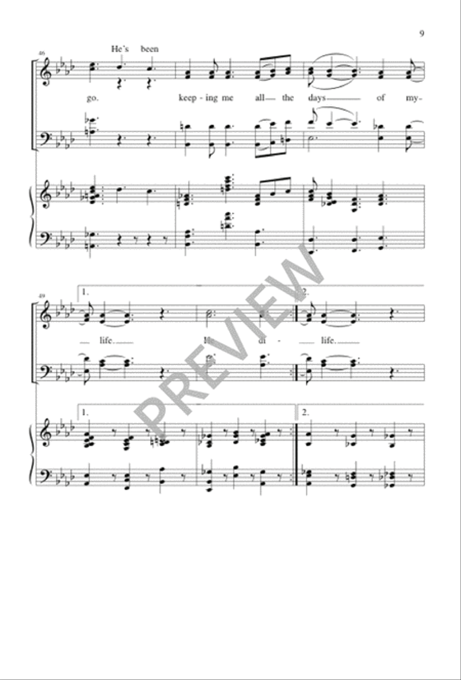 He's Been Keeping Me 4-Part scores gallery preview page 9