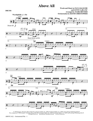 Above All (arr. Mark Brymer) - Drums