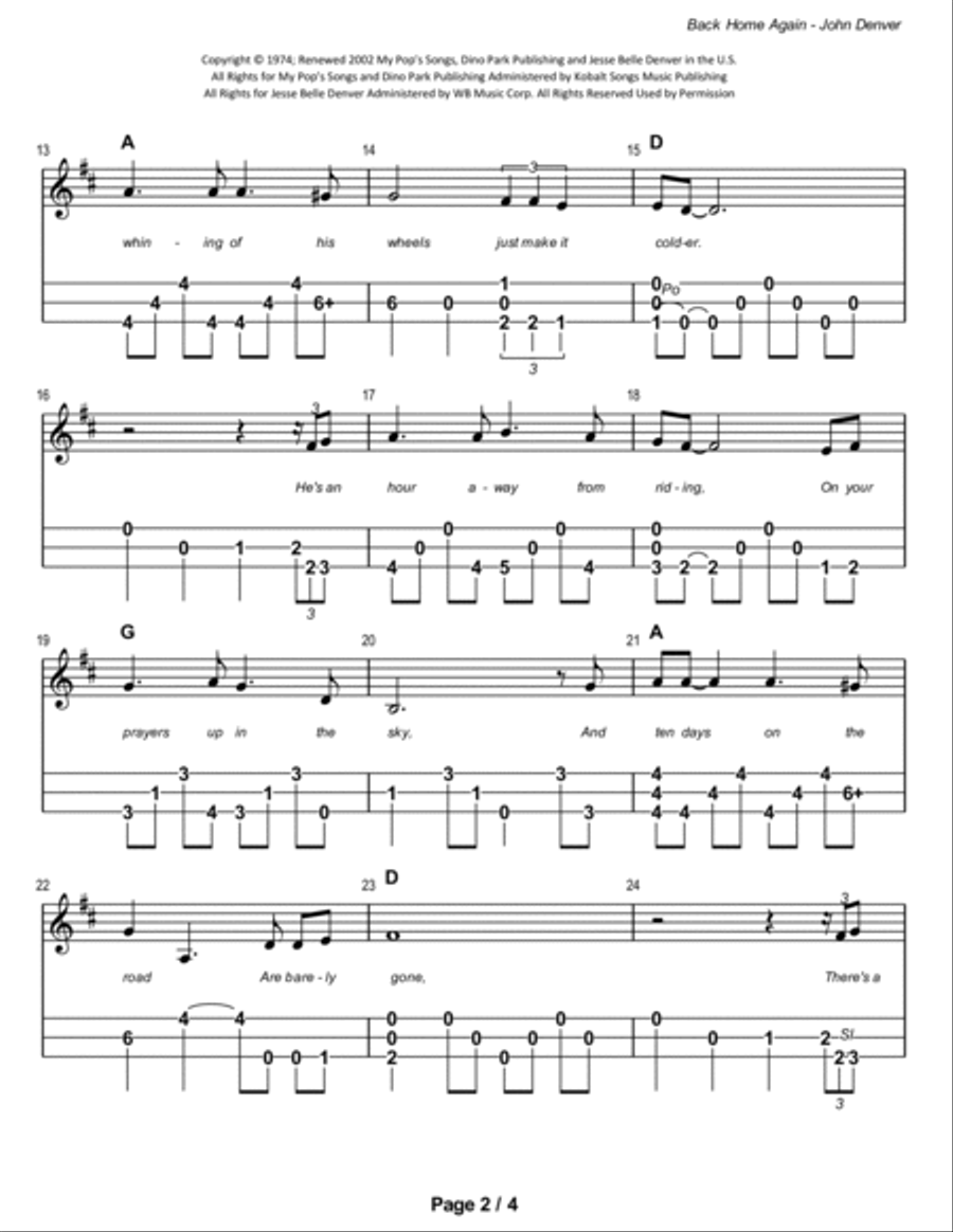 Back Home Again Dulcimer scores gallery preview page 3