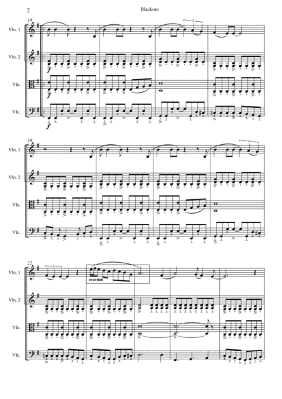 Blackout String Quartet scores gallery preview page 2