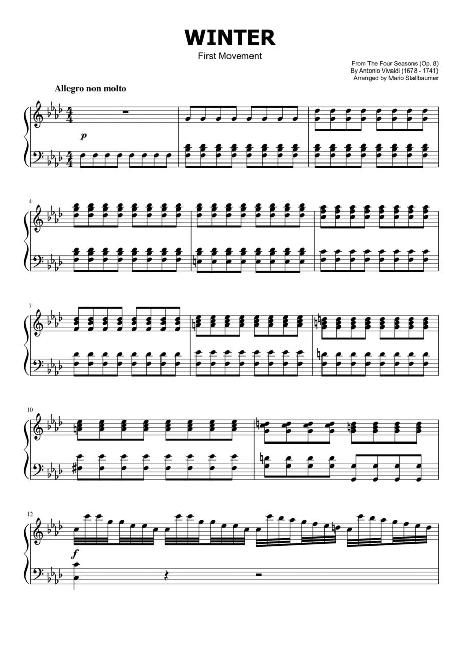 Winter (from The Four Seasons) - Piano Solo Piano Solo scores gallery preview page 1