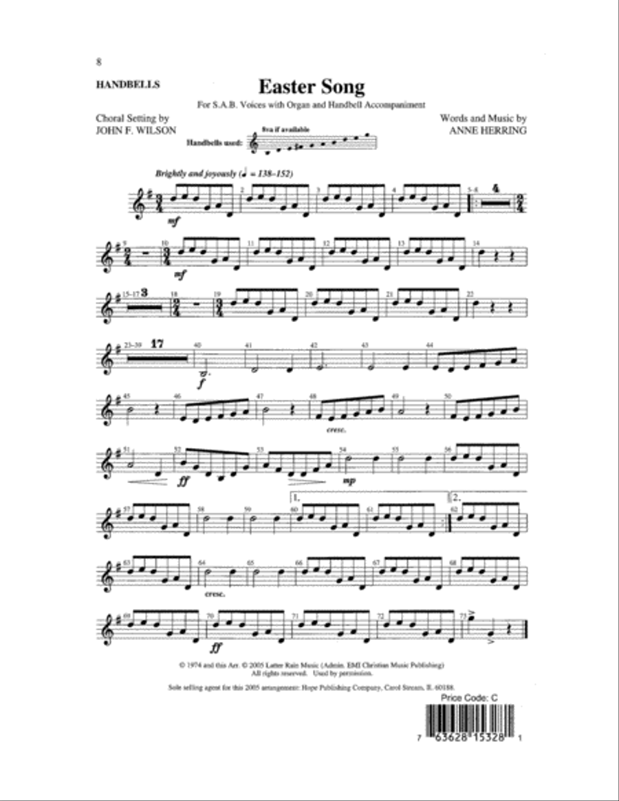 Easter Song Easter Song 3-Part scores gallery preview page 8