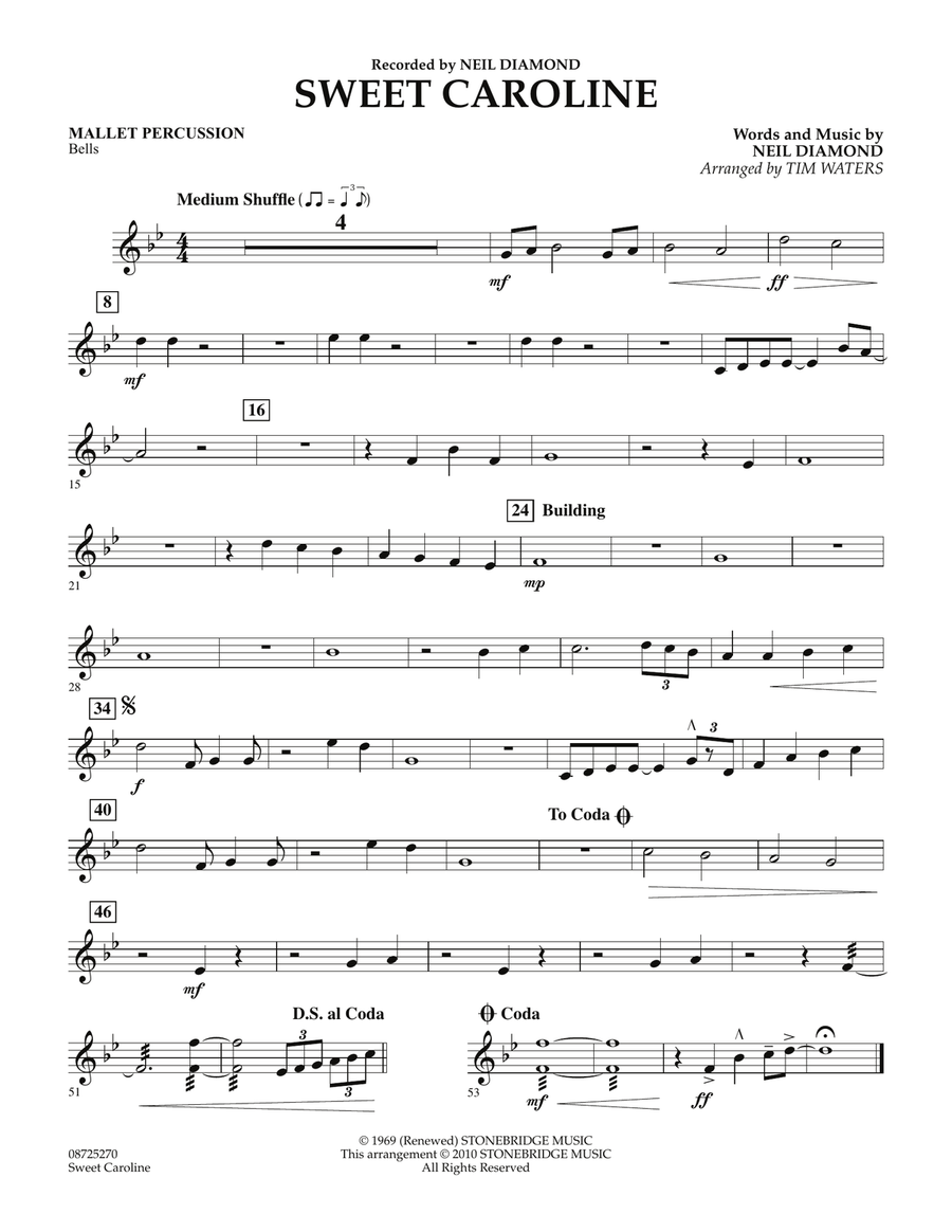 Sweet Caroline - Mallet Percussion Concert Band scores gallery preview page 1