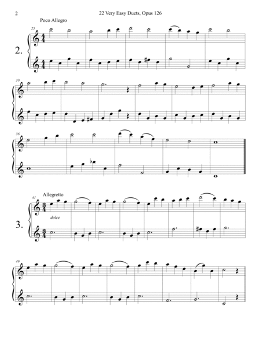 Sebastian Lee 22 Easy Duets Op. 126 for Two Violins String Duet scores gallery preview page 2