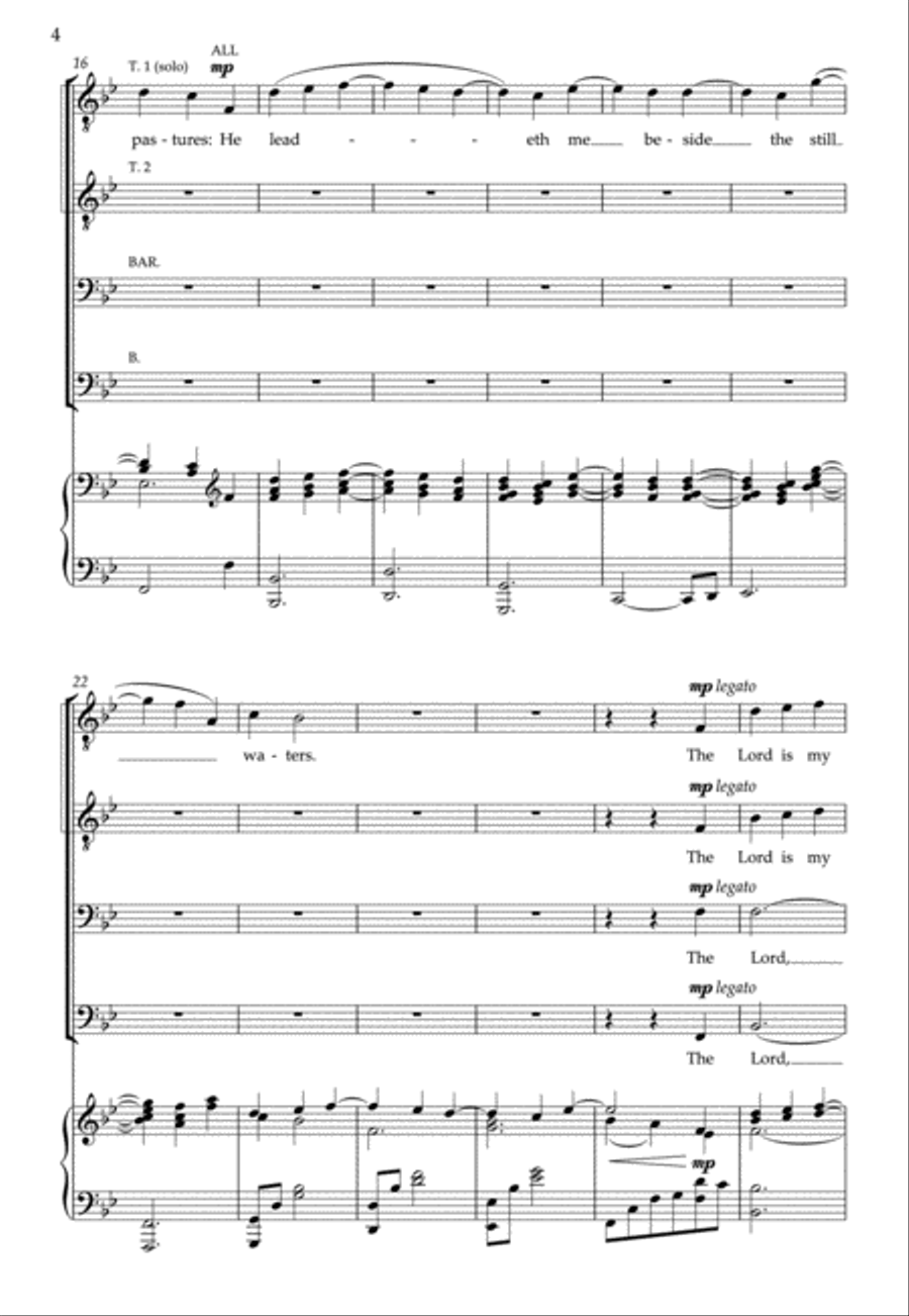 The Lord is my Shepherd (Psalm 23) TTBB scores gallery preview page 7