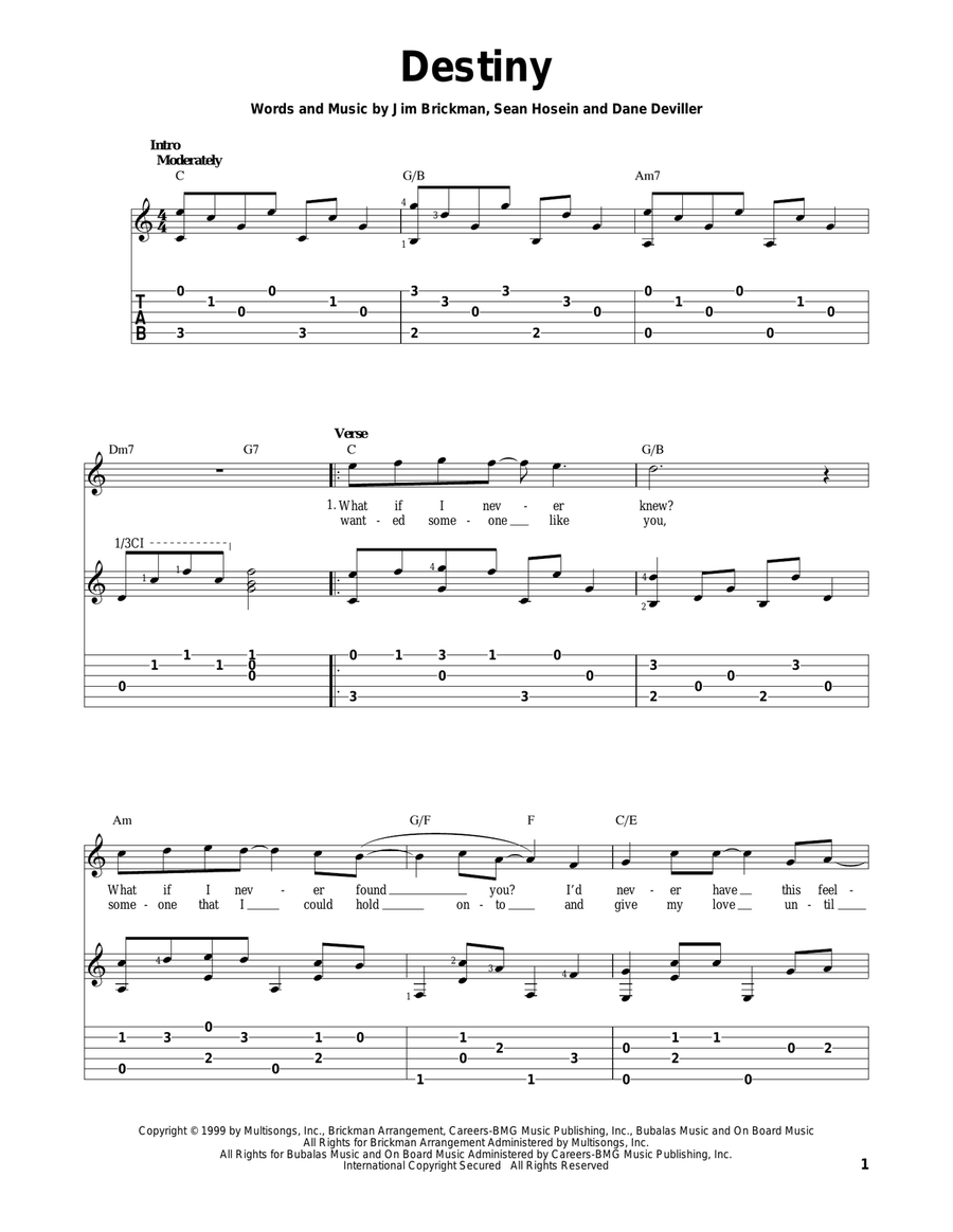 Destiny Destiny Acoustic Guitar scores gallery preview page 1