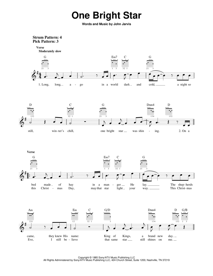 One Bright Star Easy Guitar scores gallery preview page 1