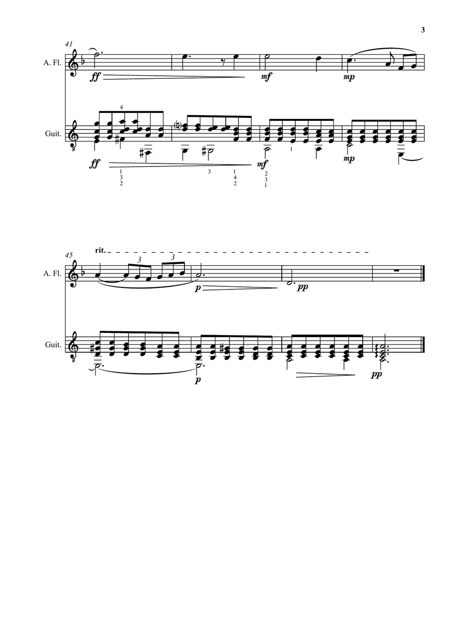 Fauré: Après un rêve (After a dream) arranged for alto flute and guitar Flute scores gallery preview page 3