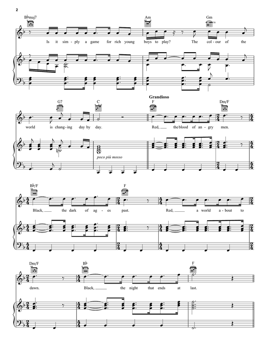 Red And Black Piano, Vocal, Guitar scores gallery preview page 2