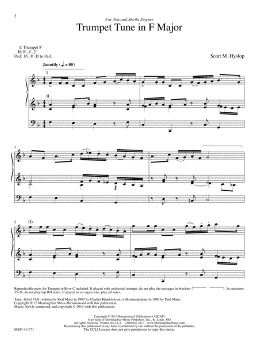 Trumpet Tune in F Major Trumpet scores gallery preview page 2