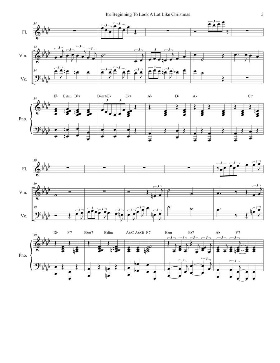 It's Beginning To Look Like Christmas Piano Trio scores gallery preview page 5