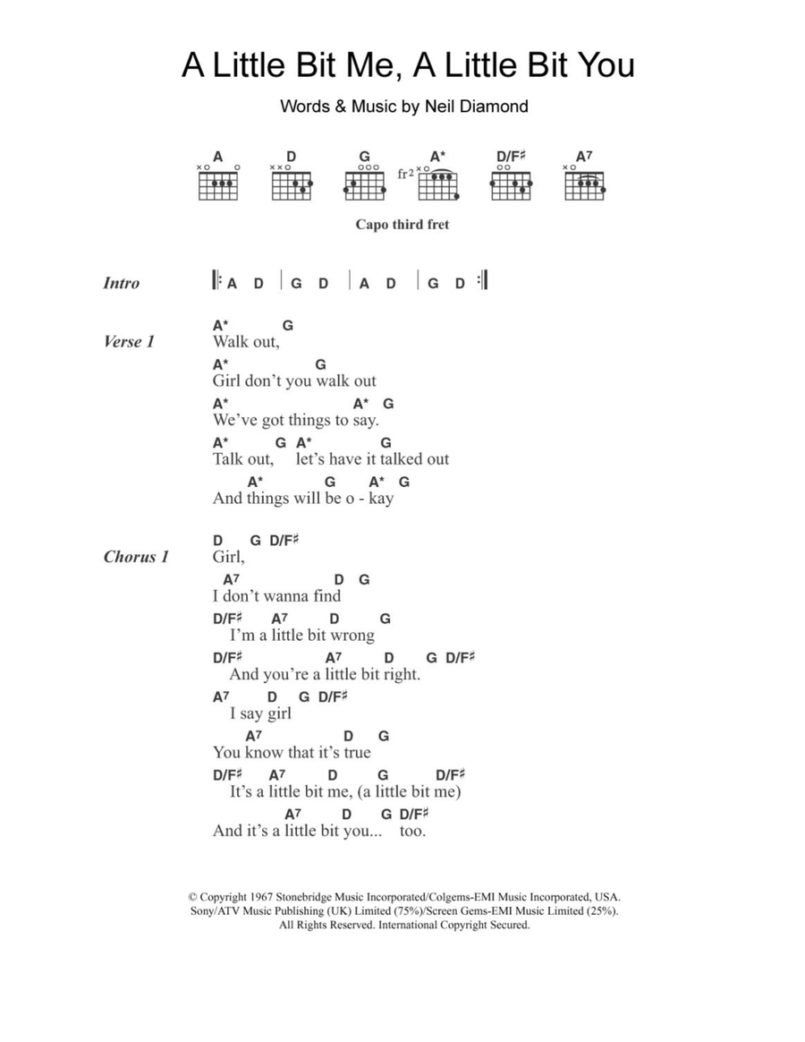 A Little Bit Me, A Little Bit You Acoustic Guitar scores gallery preview page 1