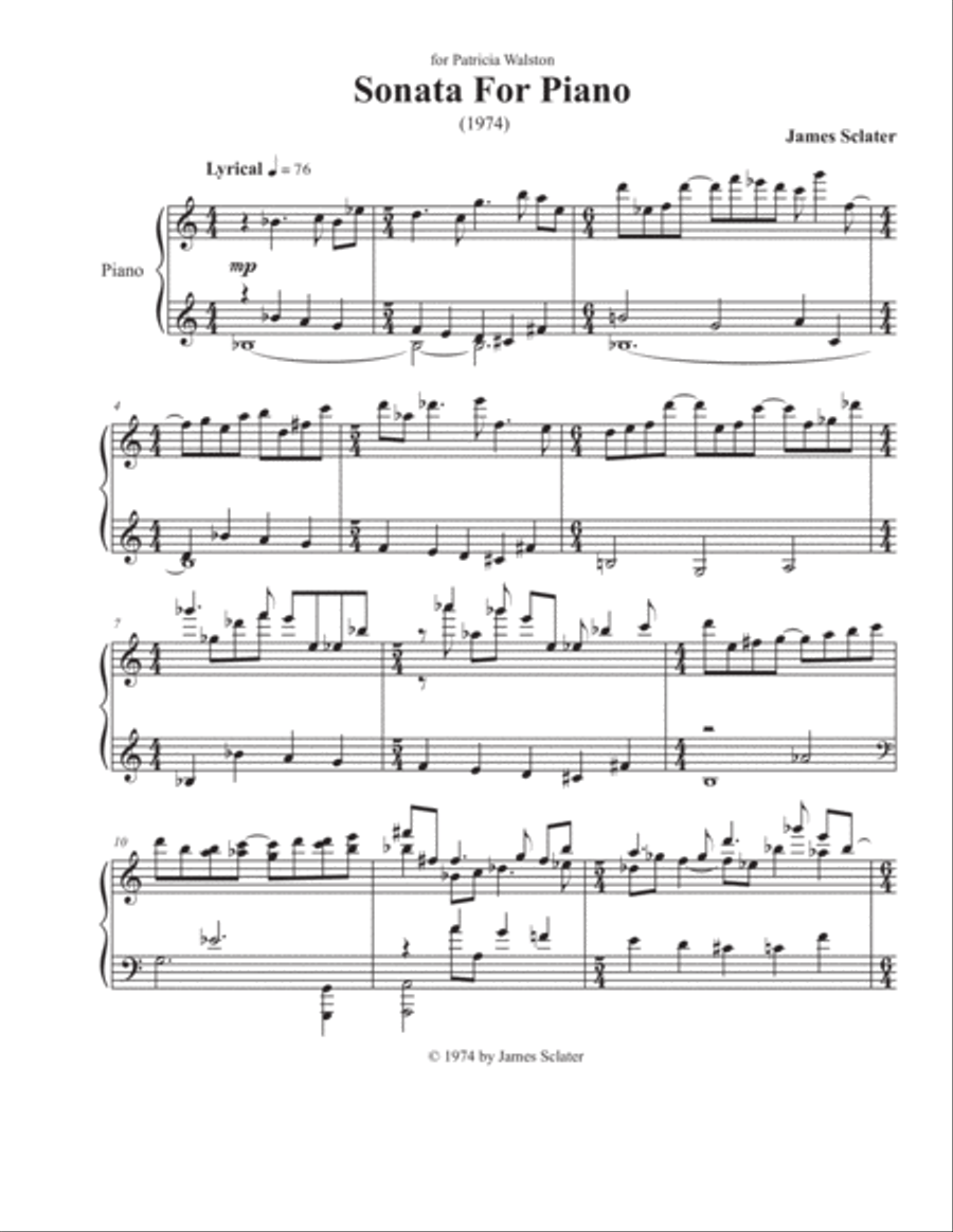 Sonata for Piano (1974) Sonata for Piano (1974) Piano Solo scores gallery preview page 1