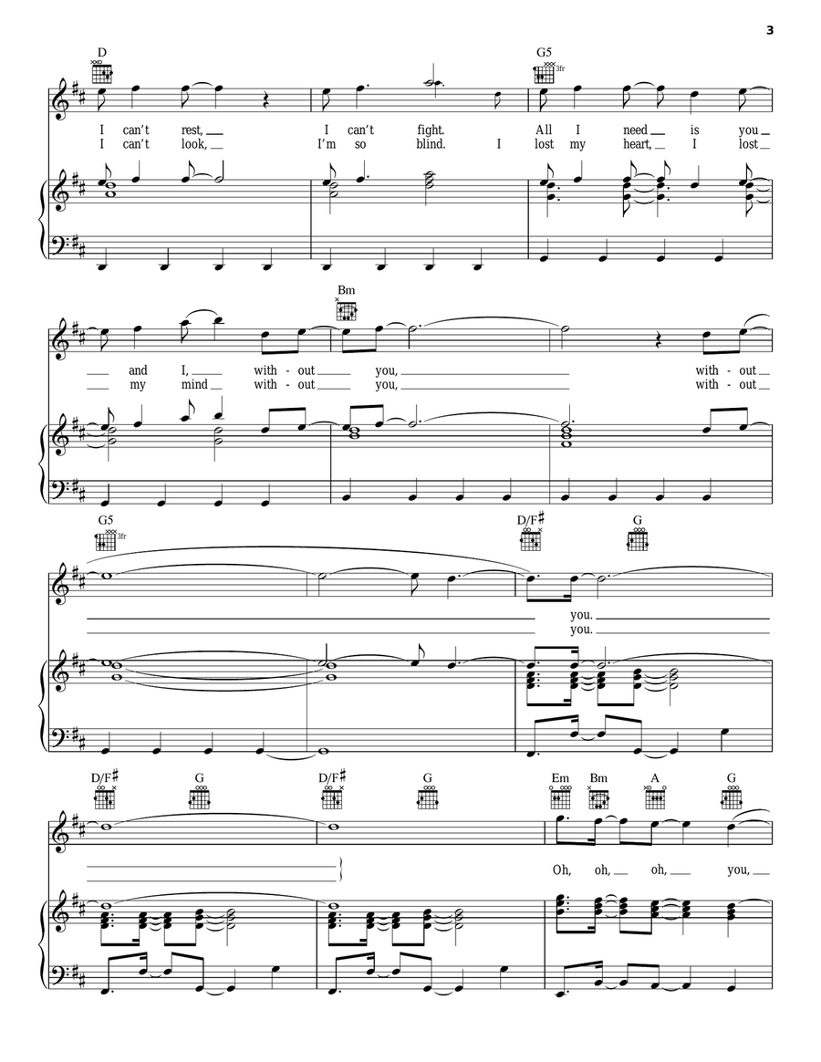 Without You Piano, Vocal, Guitar scores gallery preview page 3