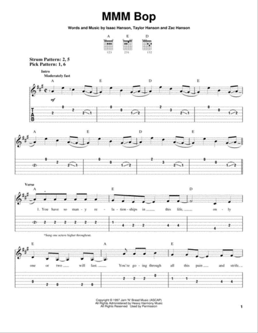 MMM Bop Acoustic Guitar scores gallery preview page 1
