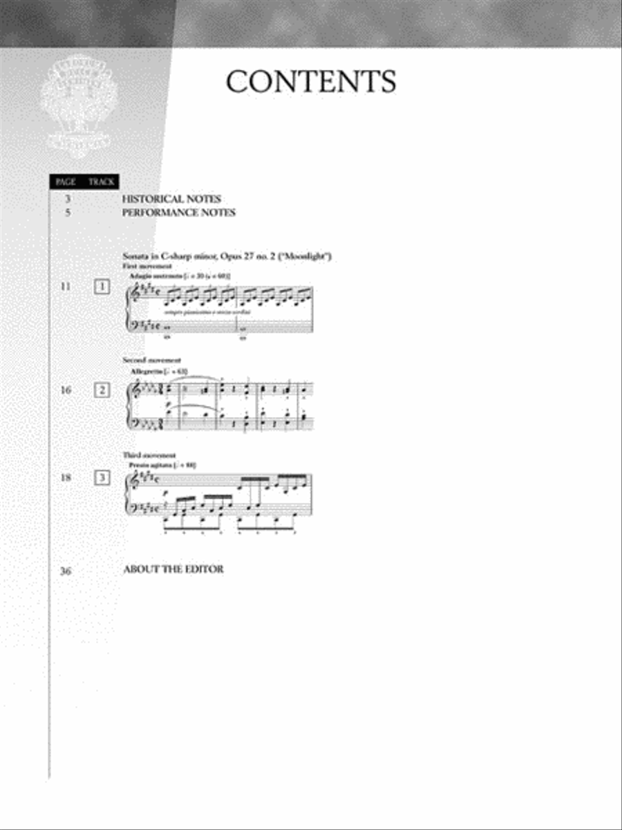 Beethoven – Sonata in C-Sharp Minor, Opus 27, No. 2 (“Moonlight”) Piano Solo scores gallery preview page 3